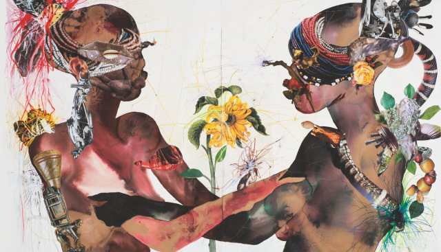 A collaged work of two figures - A New Monograph Follows The Evolution Of Wangechi Mutu's Mythologizing Practice — Colossal